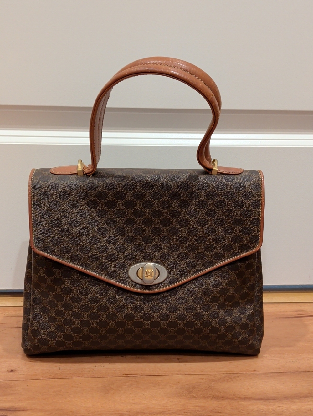 Celine Vintage PROJECT Macadam Top Handle Satchel Flap Envelope Top With COA